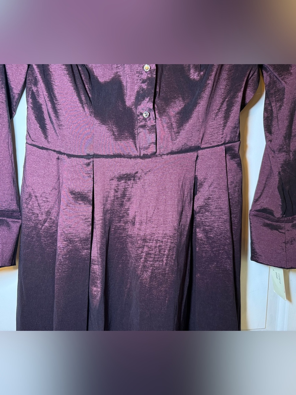 Emma Street Fit To Flare Classic Wine Shimmer Dress Sz 4 NWT Pleated Timeless - Picture 5 of 9